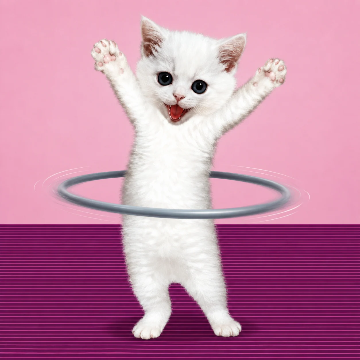 Hula Hoop Cat mid spin